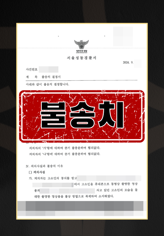 연인 관계에서 합의하에 있었던 일, 카메라등이용촬영죄 및 강제추행 혐의 불송치